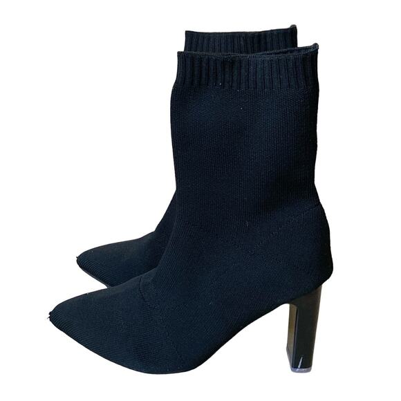 SHEIN Womens Size US 8 EU 39 Black Pointed Toe Knitted High Heel Shoes Boots - Picture 1 of 8